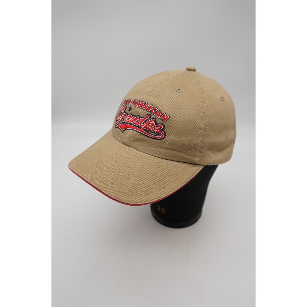 All American Granpa Strapback Hat Khaki Beige Baseball Cap Signatures Brand